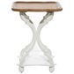 Maple and Jade Accent End Table with Wood Top in Distressed Brown and White, , large