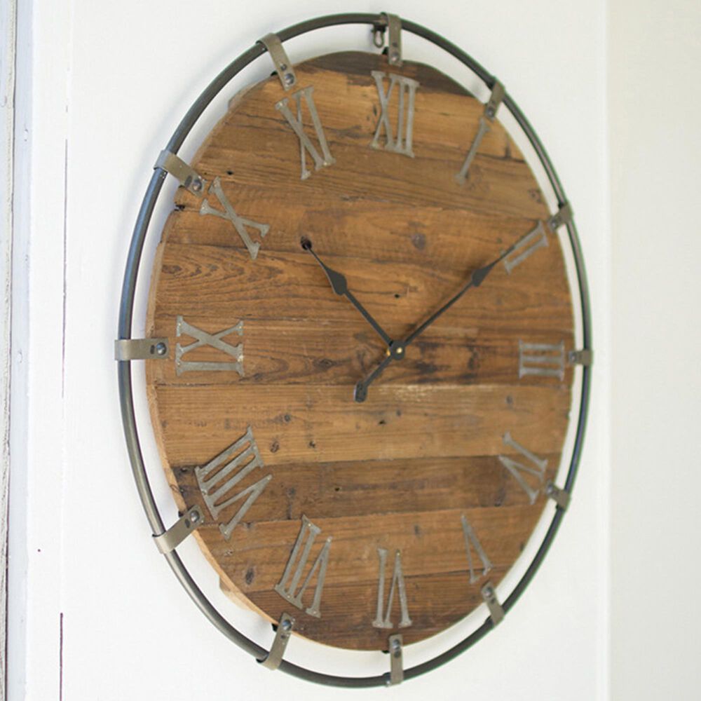 Kalalou Oversized Brown Wall Clock, , large