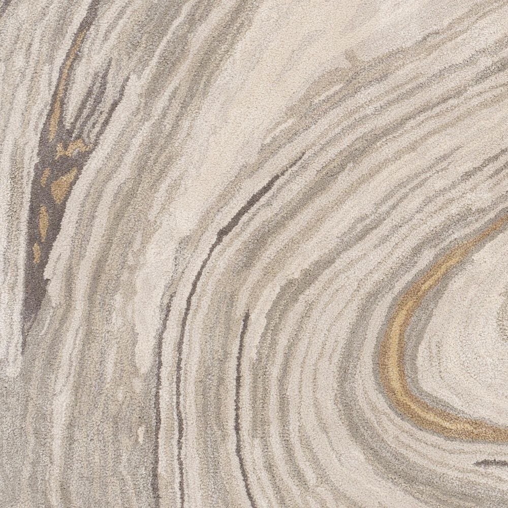 Surya Kavita 10&#39; Round Gray, Charcoal, Mustard and Brown Area Rug, , large