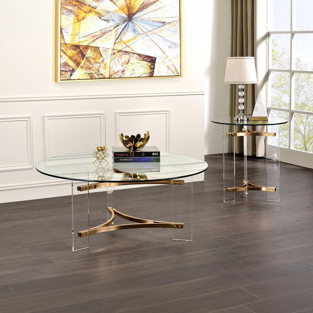 HOMLUX Sosi End Table in Clear and Gold, , large