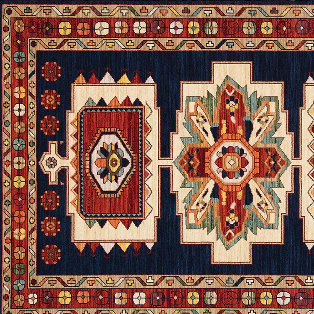 Oriental Weavers Lilihan Oriental 090B6 2&#39;6&quot; x 12&#39; Blue and Red Runner, , large