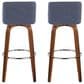 LumiSource Toriano Swivel Bar Stool with Blue Fabric Upholstery in Walnut and Chrome (Set of 2), , large