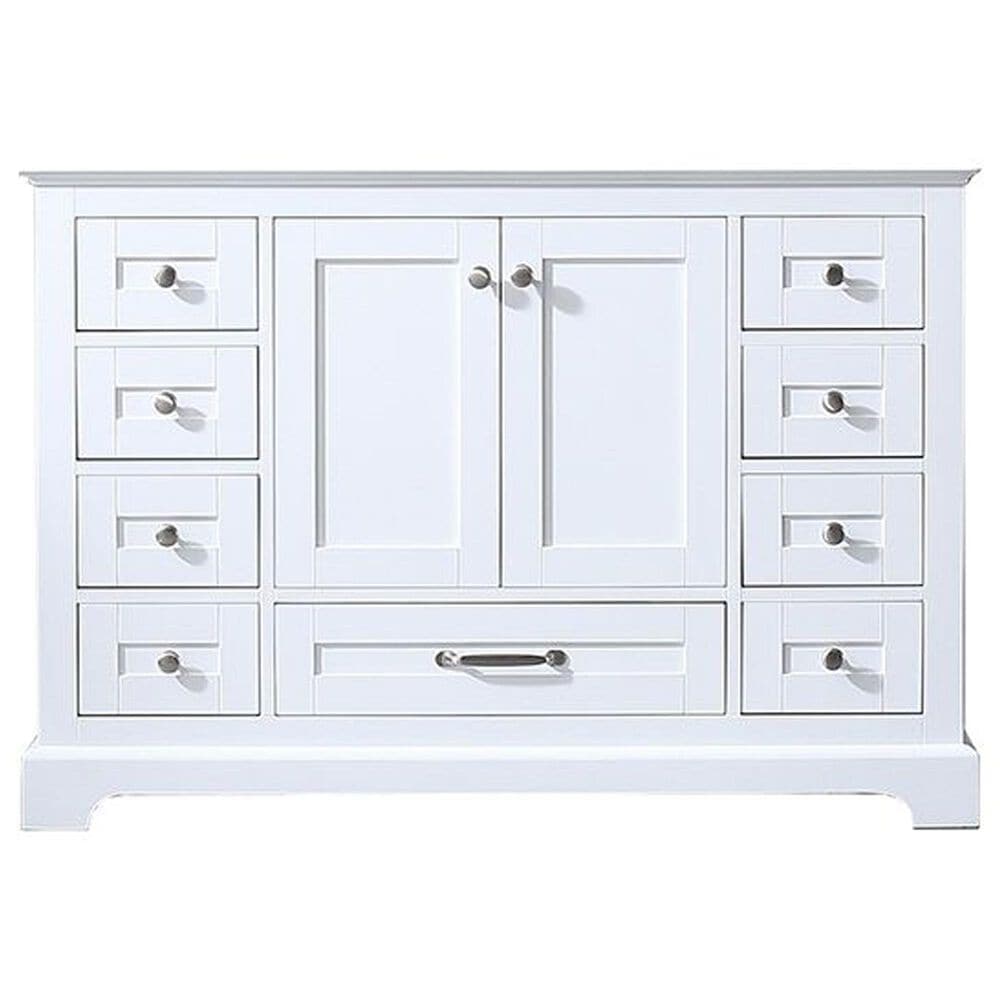 Lexora Home Dukes 48&quot; Single Bathroom Vanity in White with 2 cm White Cultured Marble Top and Rectangular Sink, , large
