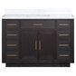Lexora Home Abbey 48" Single Bathroom Vanity in Black Oak with 2 cm White Carrara Marble Top and Rectangular Sink, , large