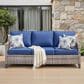 Hearth and Haven Outdoor Sofa with Cushions and Gray Wicker in Blue, , large