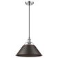 Golden Lighting Orwell 1-Light Wide Large Pendant with Rubbed Bronze Shade in Pewter, , large