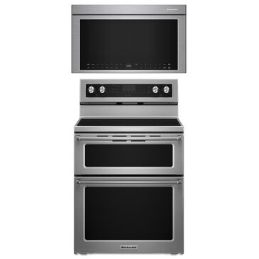 KitchenAid 2-Piece Kitchen Package with 6.7 Cu. Ft. Freestanding Electric Range and 1.1 Cu. Ft. Over-The-Range Microwave Oven in Stainless Steel, , large