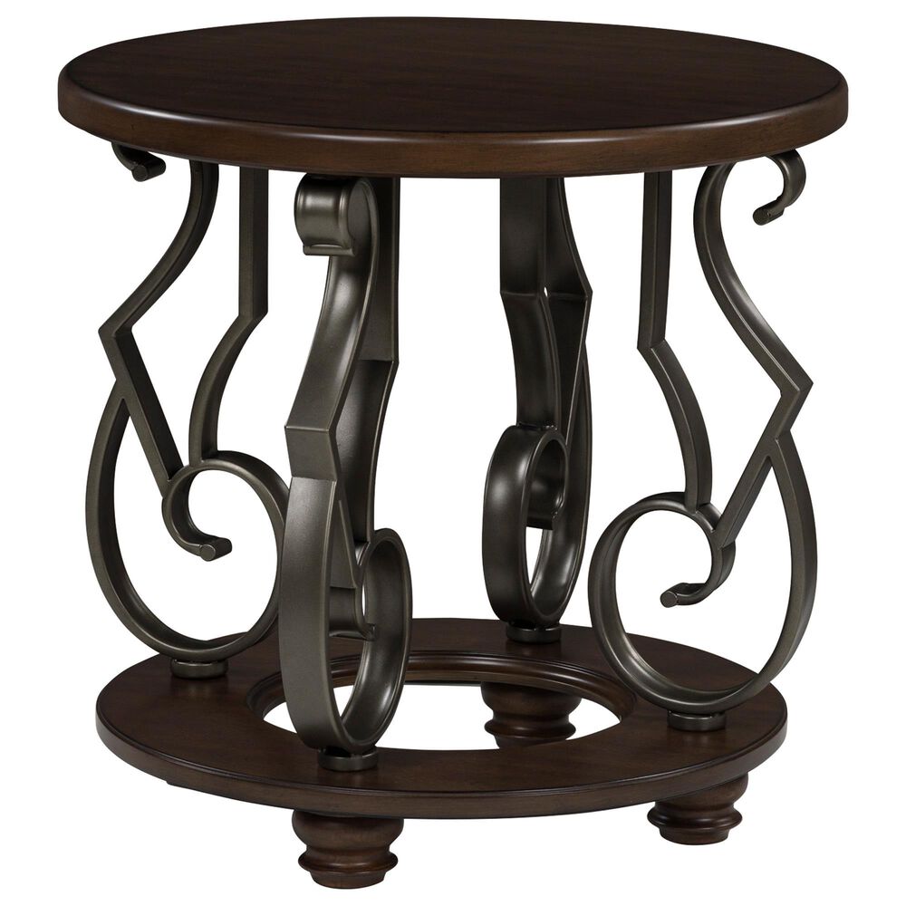 Ashley Frallyn End Table in Dark Brown and Dark Pewter, , large