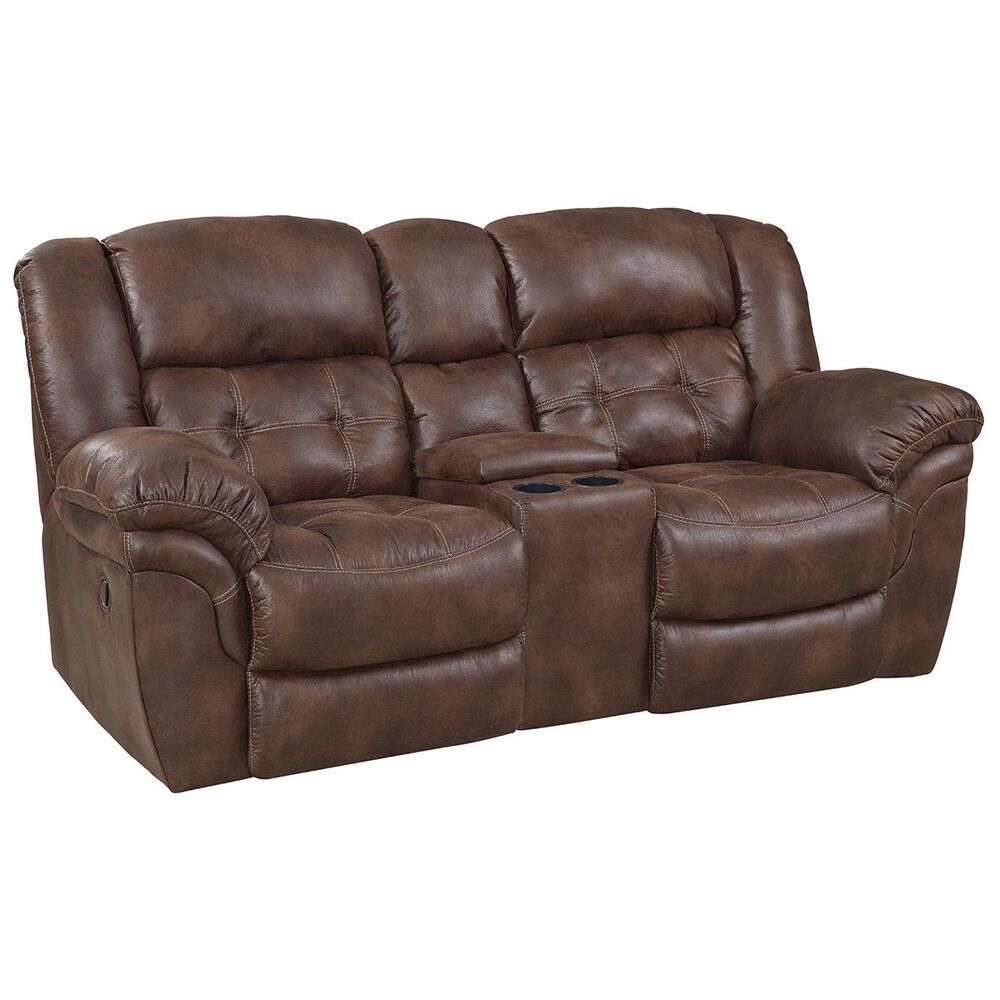 HomeStretch Reclining Console Loveseat in Chocolate, , large
