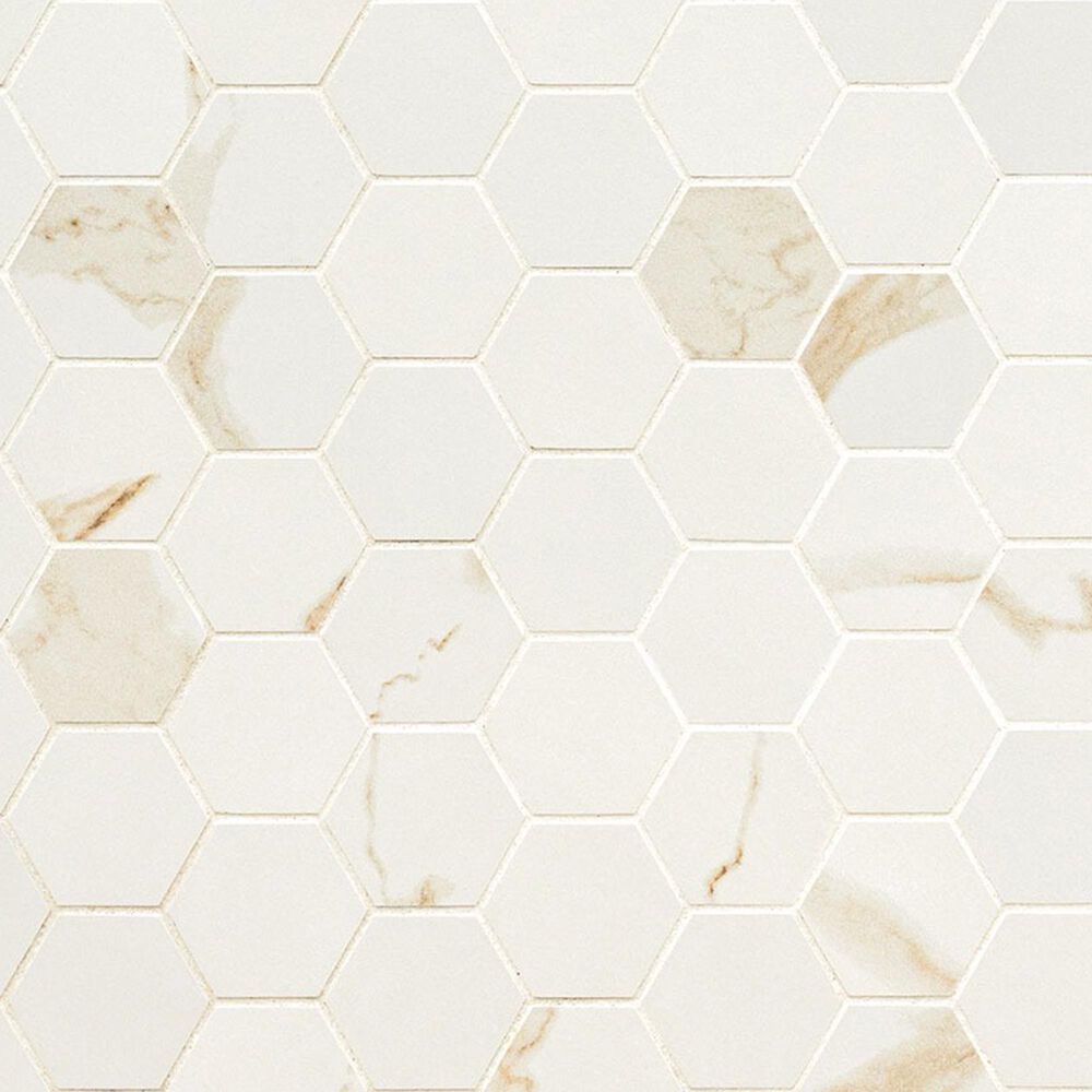 MS International Eden Calacatta 2" x 2" Hexagon on 12" x 12" Porcelain Mosaic Sheet, , large