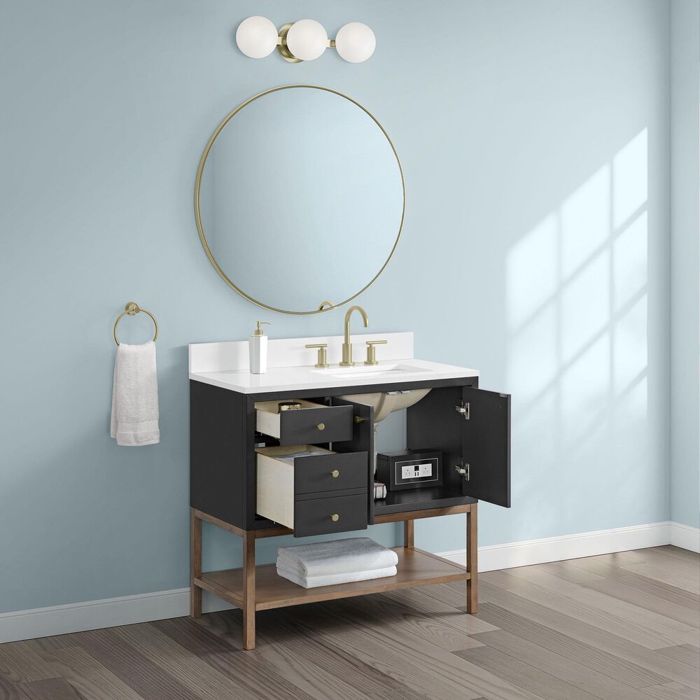 37B Isadore 36" Single Bathroom Vanity Cabinet in Tricorn Black and White Composite Stone Top and Backsplash, , large
