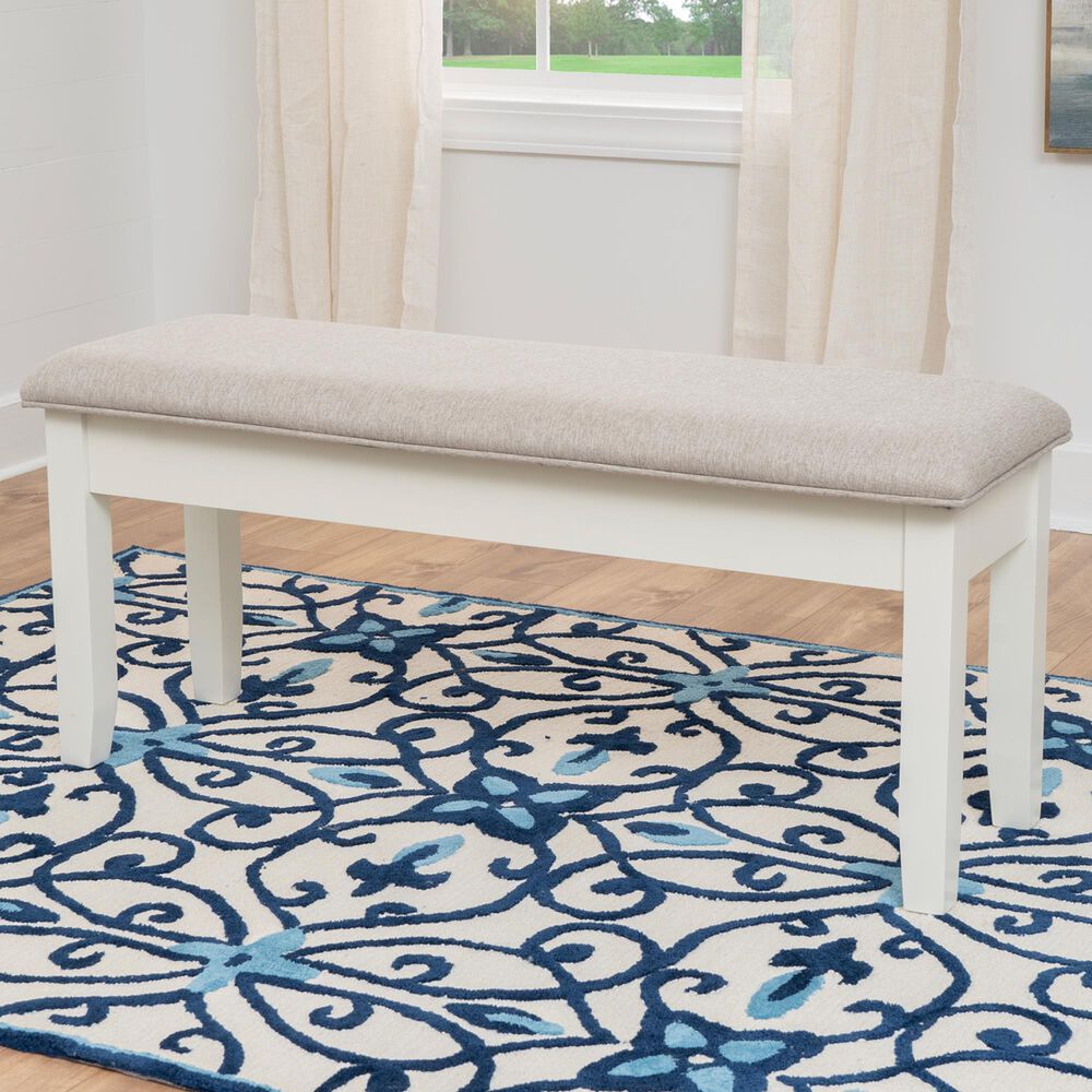 Linon Home Decor Jane Storage Bench with Light Grey Cushion in Vanilla White, , large