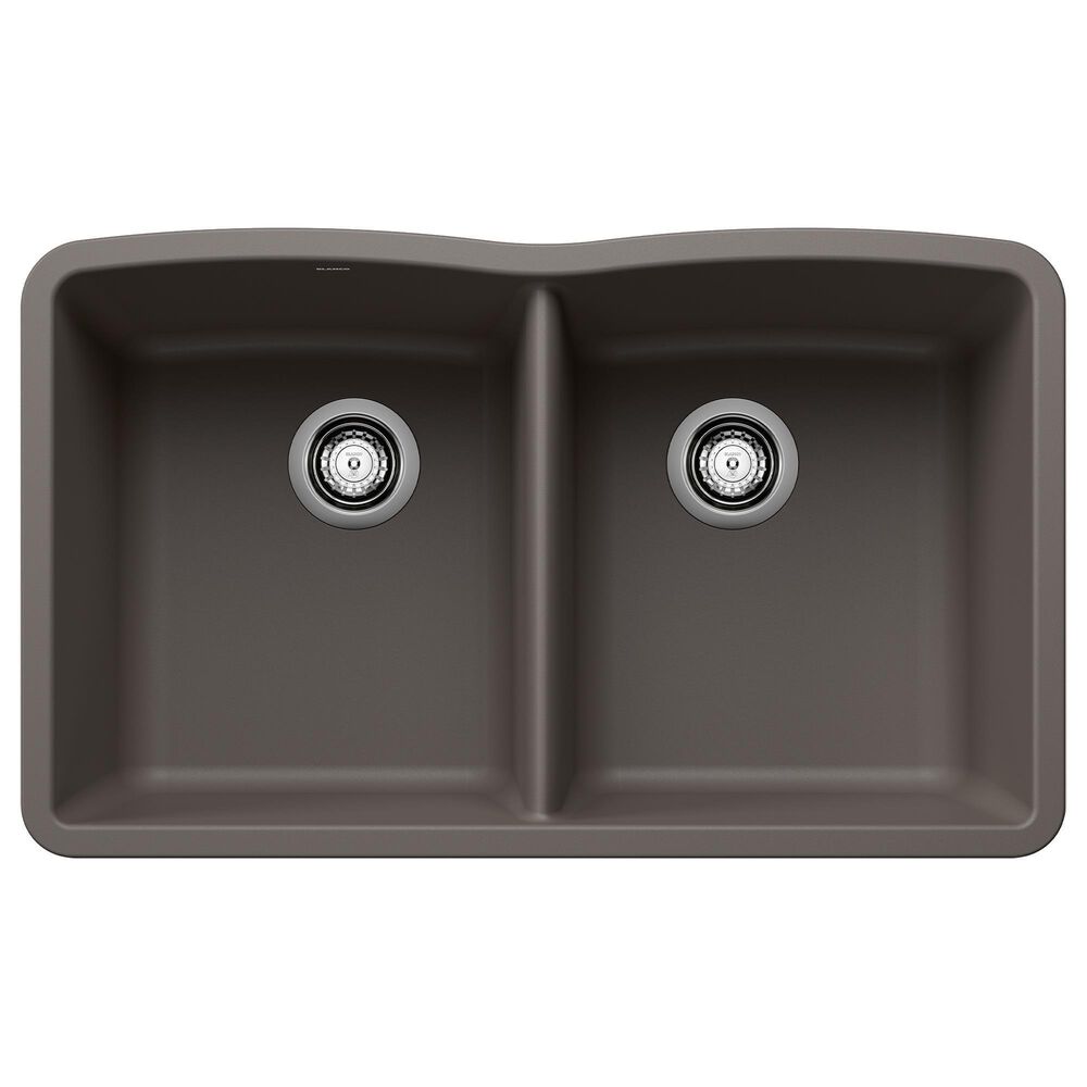 Blanco Diamond 32" Equal Double Bowl Kitchen Sink in Volcano Gray, , large