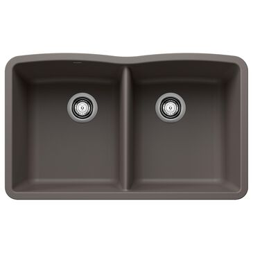 Blanco Diamond 32" Equal Double Bowl Kitchen Sink in Volcano Gray, , large