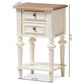 Baxton Studio Marquetterie 2-Drawer Nightstand in Weathered Oak and Distressed White Wash, , large