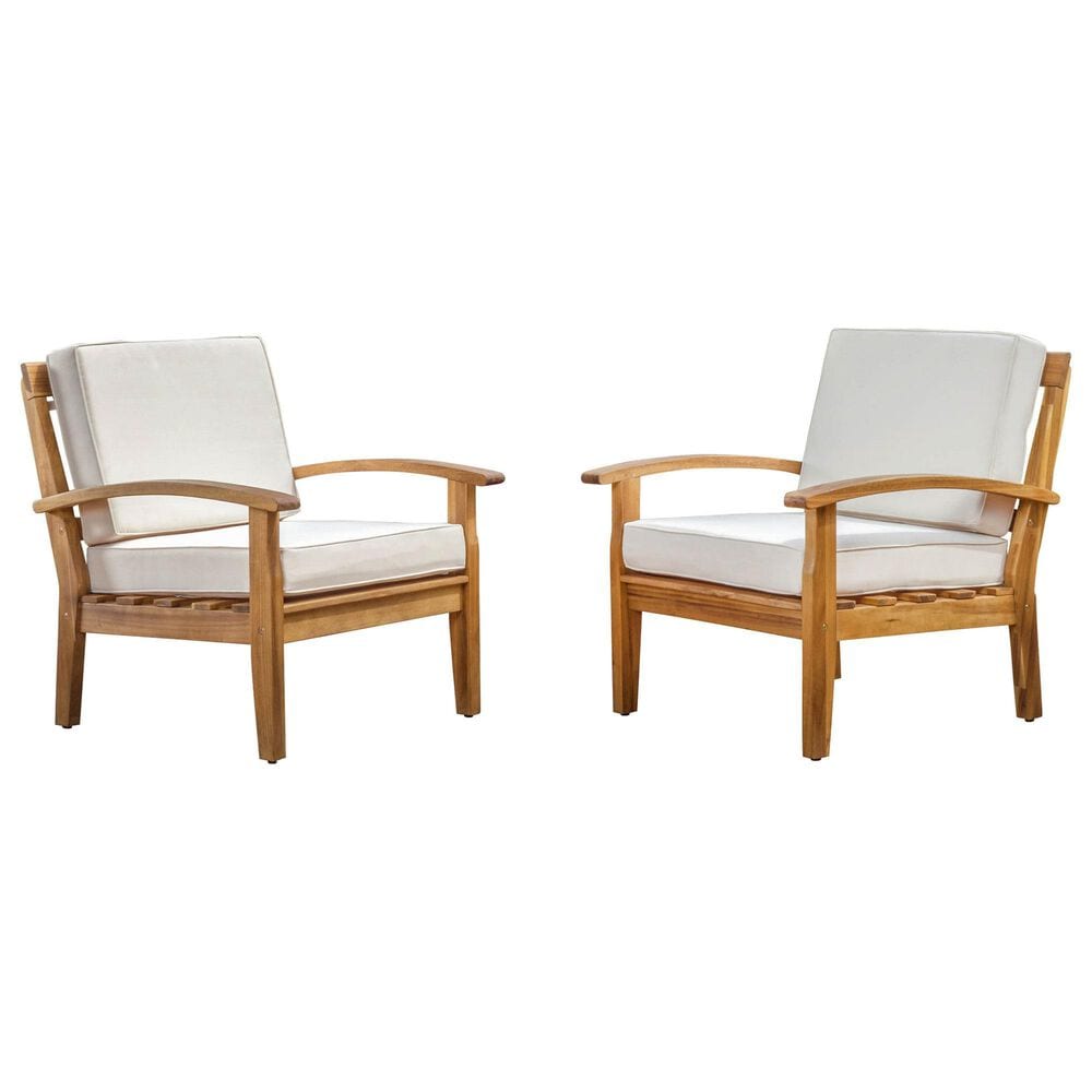 Noble House Peyton Patio Club Chair in Beige (Set of 2), , large