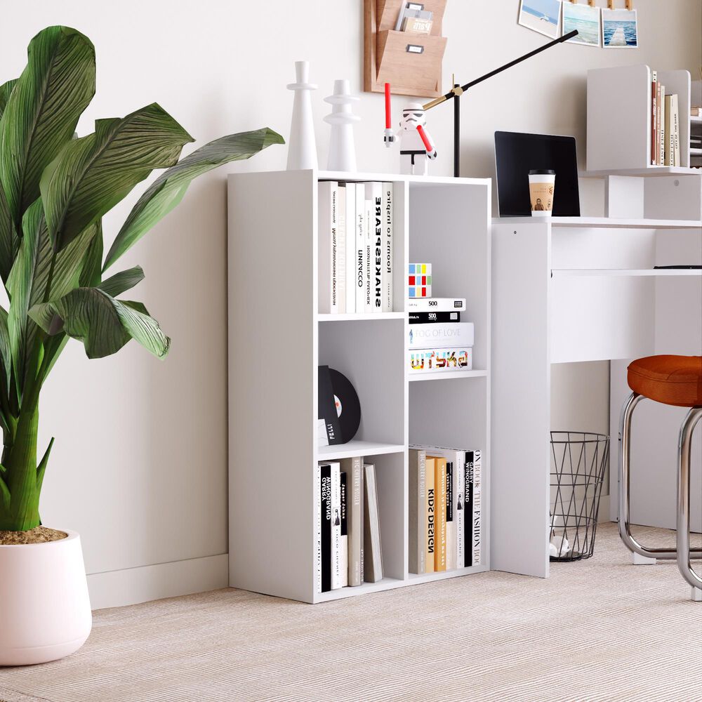 HOMLUX 5-Cube Reversible Storage Bookshelf in White, , large