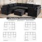 HOMLUX 8-Piece Mod U-Sectional with Chaise in Black, , large