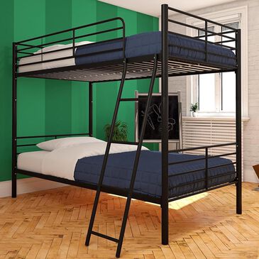 DHP Twin Over Twin Convertible Metal Bunk Bed in Black, , large