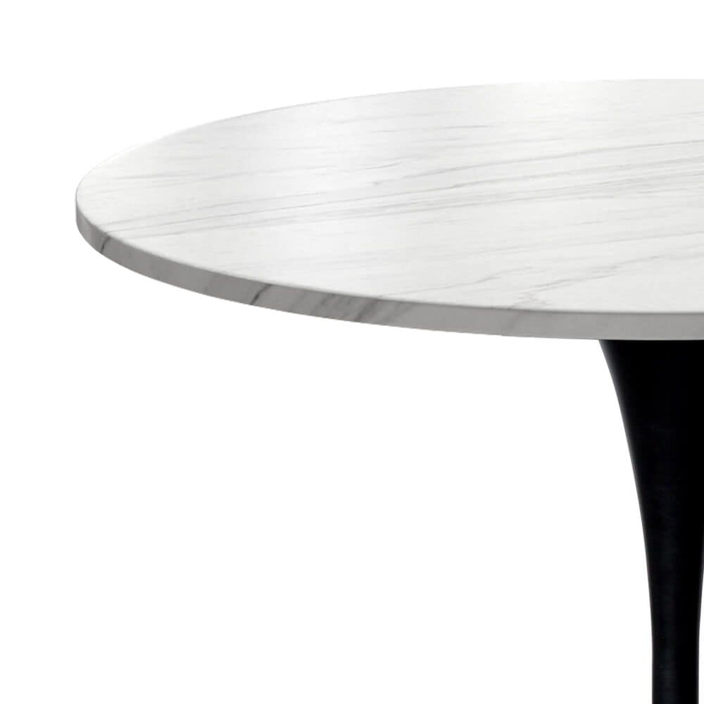 Leisuremod LeisureMod Verve Collection Modern Bar Height Table Black Base with 27 Round Marble White Sintered Stone Top, , large