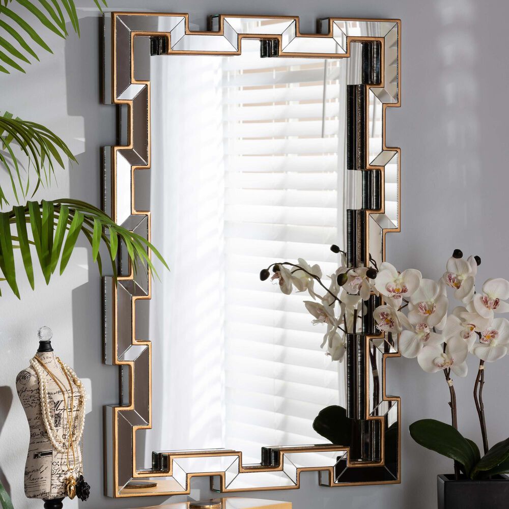 Baxton Studio Tanis Wall Mirror in Bronze, , large