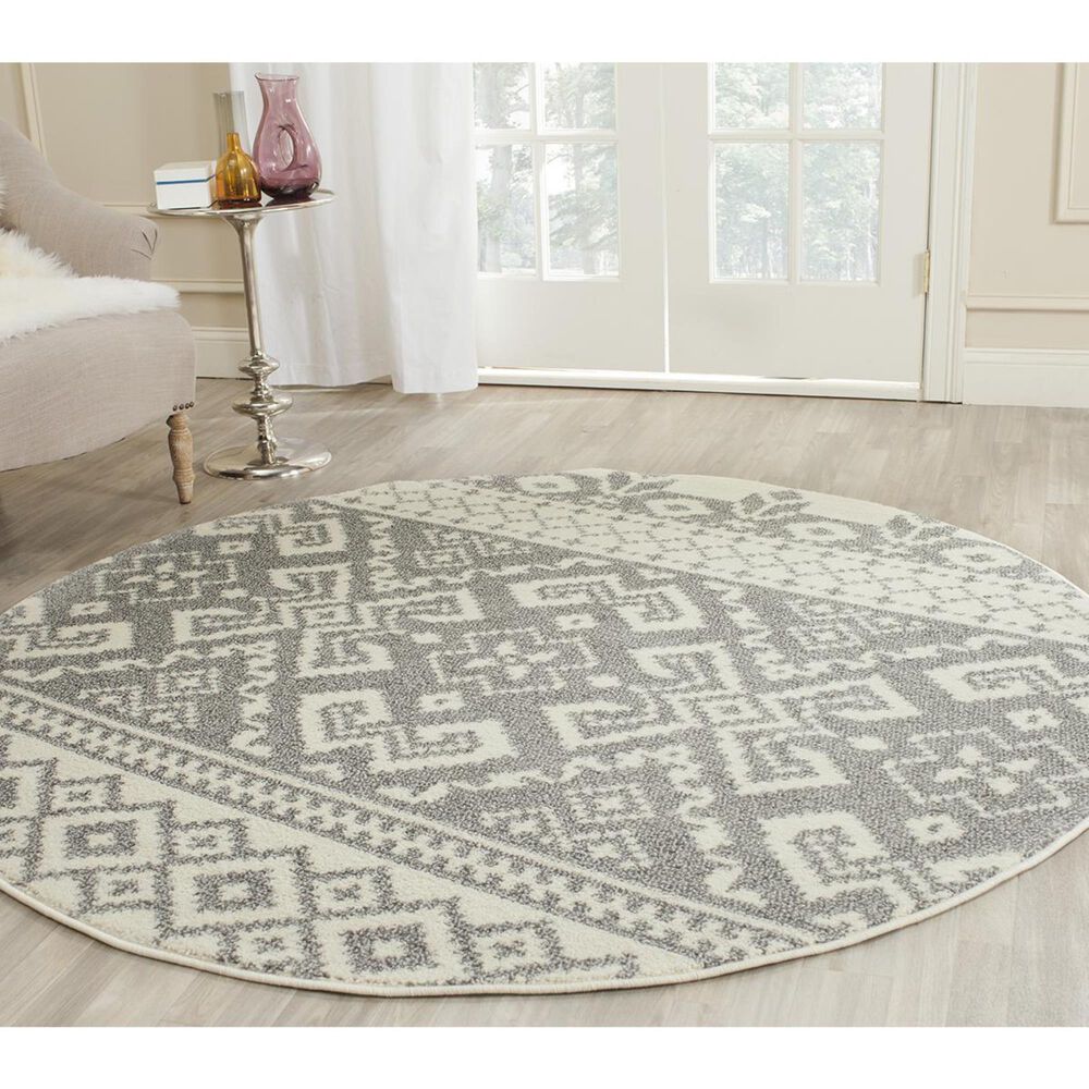 Safavieh Adirondack ADR107B-4R 4&#39; x 4&#39;  Ivory/Silver Round Rug, , large