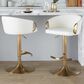 LumiSource Claire Swivel Adjustable Barstool with White Faux Leather Upholstery in Gold (Set of 2), , large
