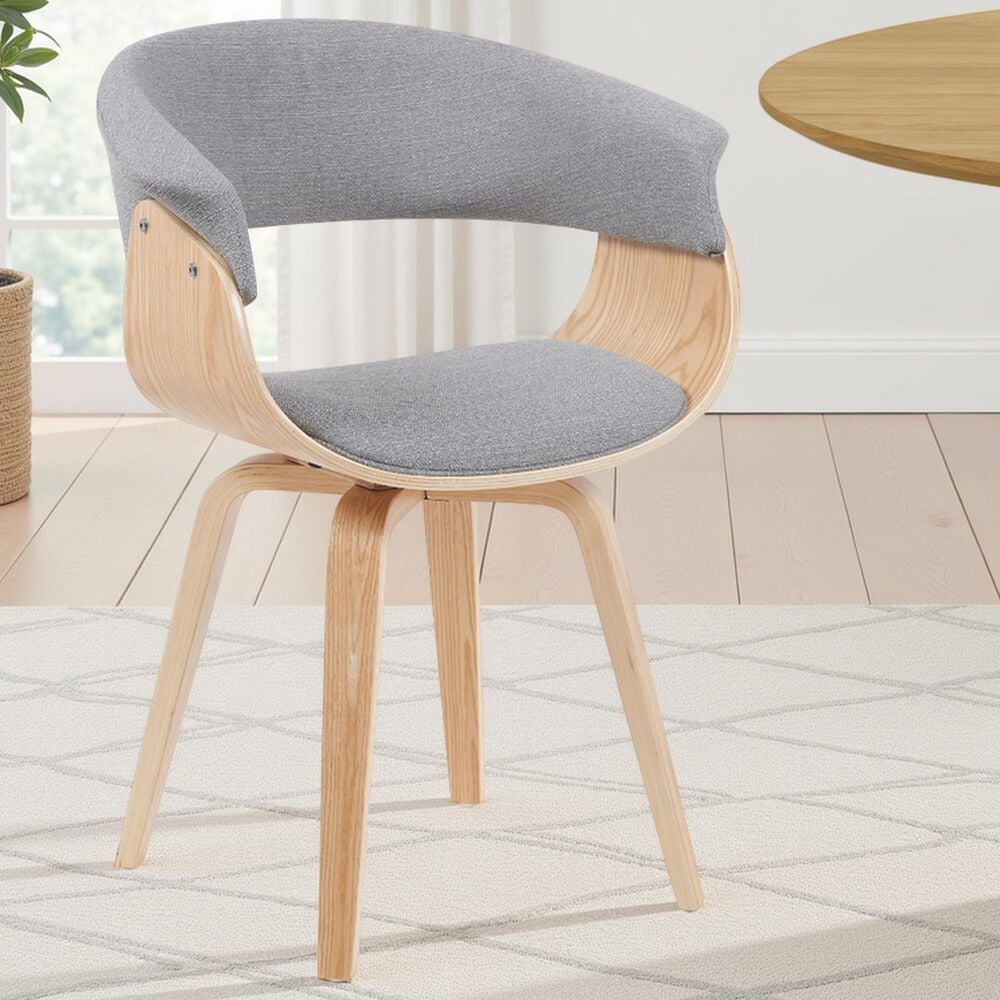 Armen Living Summer Arm Chair with Gray Upholstery in Oak, , large