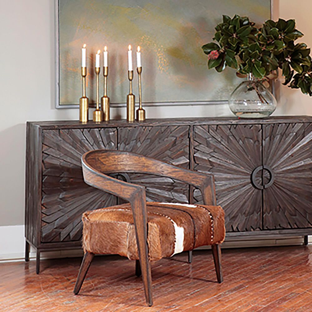 Blue Sun Designs Liara Arm Chair in Mindi Wood and Goat Hide , , large