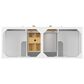 James Martin Vanities Myrrin 60" Double Vanity in Bright White with Single Hole and 3 cm White Zeus Quartz Top & Backsplash, , large