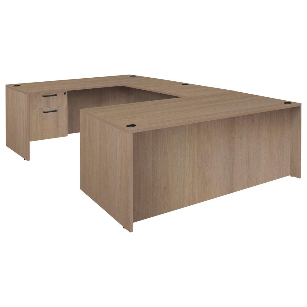 Regency Global Sourcing Legacy 71" U-Shaped Desk with Double Pedestal Drawer in Noble Oak, , large