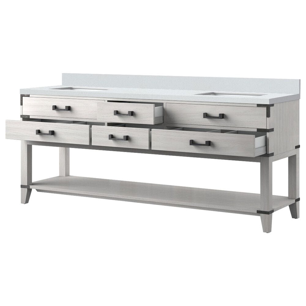 Lexora Home Norwalk 80&quot; Double Bathroom Vanity in White Oak with White Cultured Marble Top  and Rectangle Sink, , large