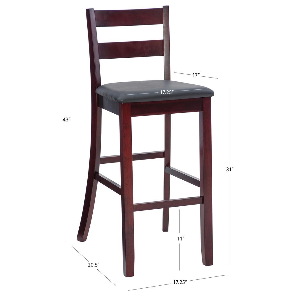 Linon Home Decor Torino Soho Bar Stool in Merlot, , large