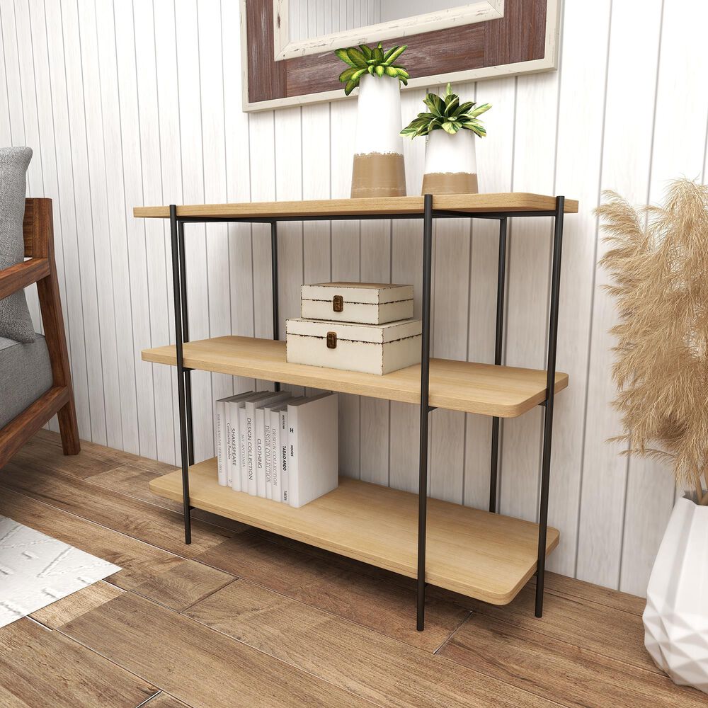 Uma Enterprises Console Table in Beige and Black, , large