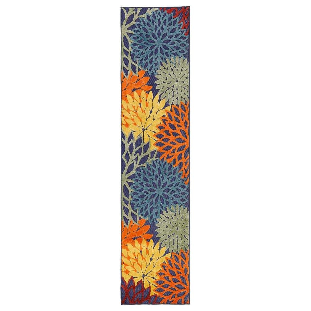 Nourison Aloha ALH05 2"3" x 8" Navy and Multicolor Indoor/Outdoor Runner, , large
