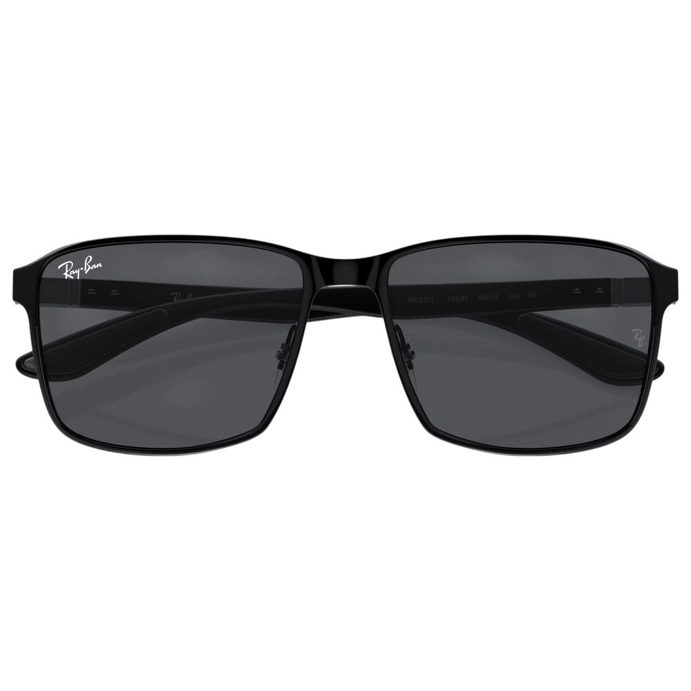 Rayban Glasses Sunglasses with Dark Grey Lenses in Polished Black on Black, , large