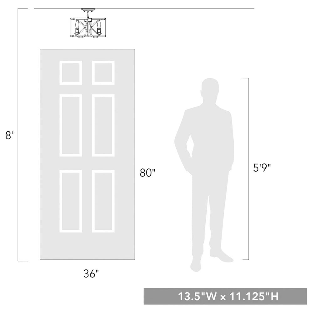 Golden Lighting Alcott Semi-Flush in Antique Black Iron, , large