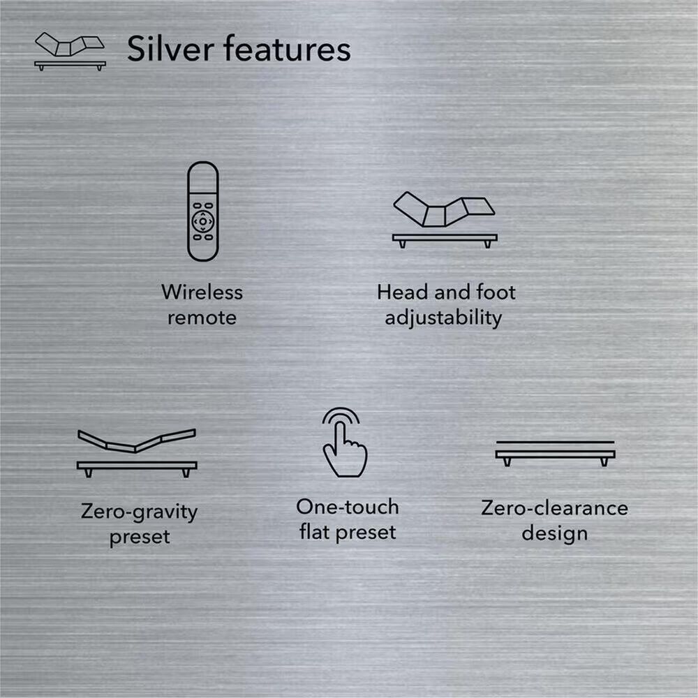 Serta Silver Baselogic Split King Adjustable Base, , large