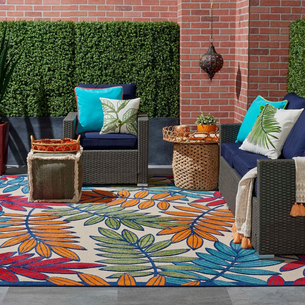 Nourison Aloha Floral 7&#39; x 10&#39; Multicolor Indoor/Outdoor Area Rug, , large