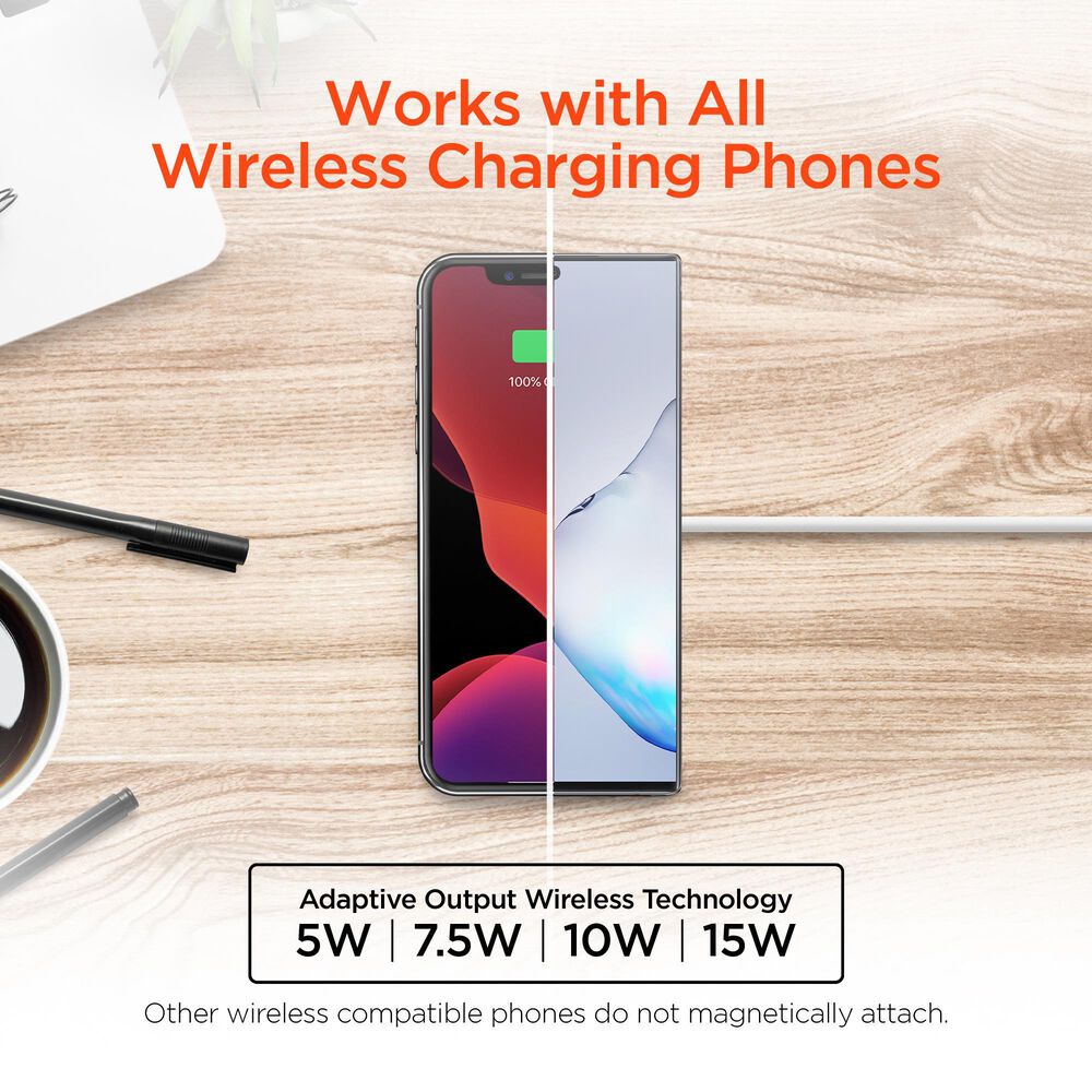 Hypercel Magnetic 15W Wireless Charger in White, , large
