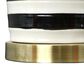 Creative Coop Striped Ceramic Table Lamp in Black, White and Brushed Gold, , large