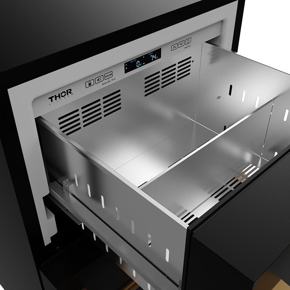 Thor Kitchen Gordon Ramsay 5.4 Cu. Ft. Undercounter Drawer Freezer with Bronze Handle Kit in Black, , large