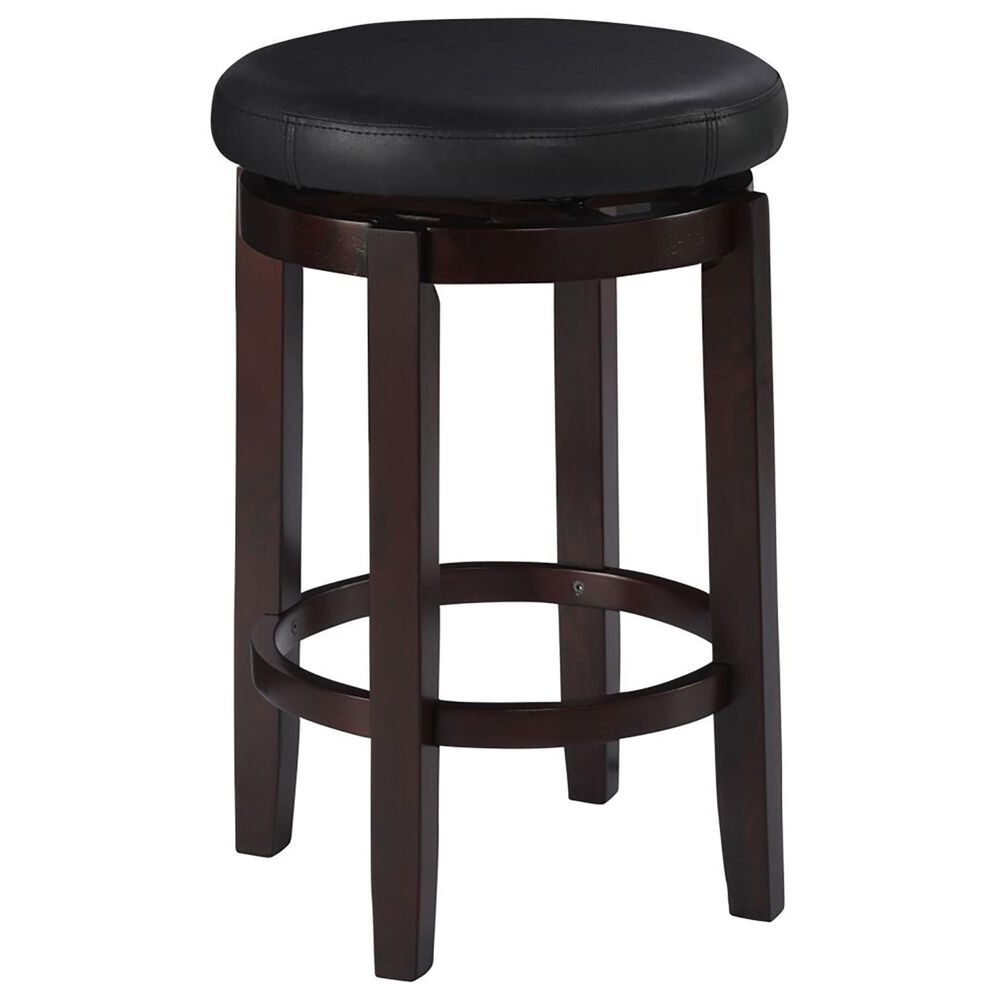 Linden Boulevard Maya Swivel Counter Stool with Black Cushion in Brown, , large