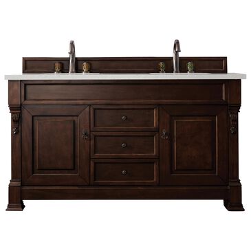 James Martin Vanities Brookfield 60" Double Bathroom Vanity in Burnished Mahogany with 3 cm Lime Delight Quartz Top and Rectangular Sinks, , large