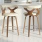 LumiSource Gardenia Swivel Fixed-Height Counter Stool with Cream Fabric Upholstery in Chrome and Walnut (Set of 2), , large