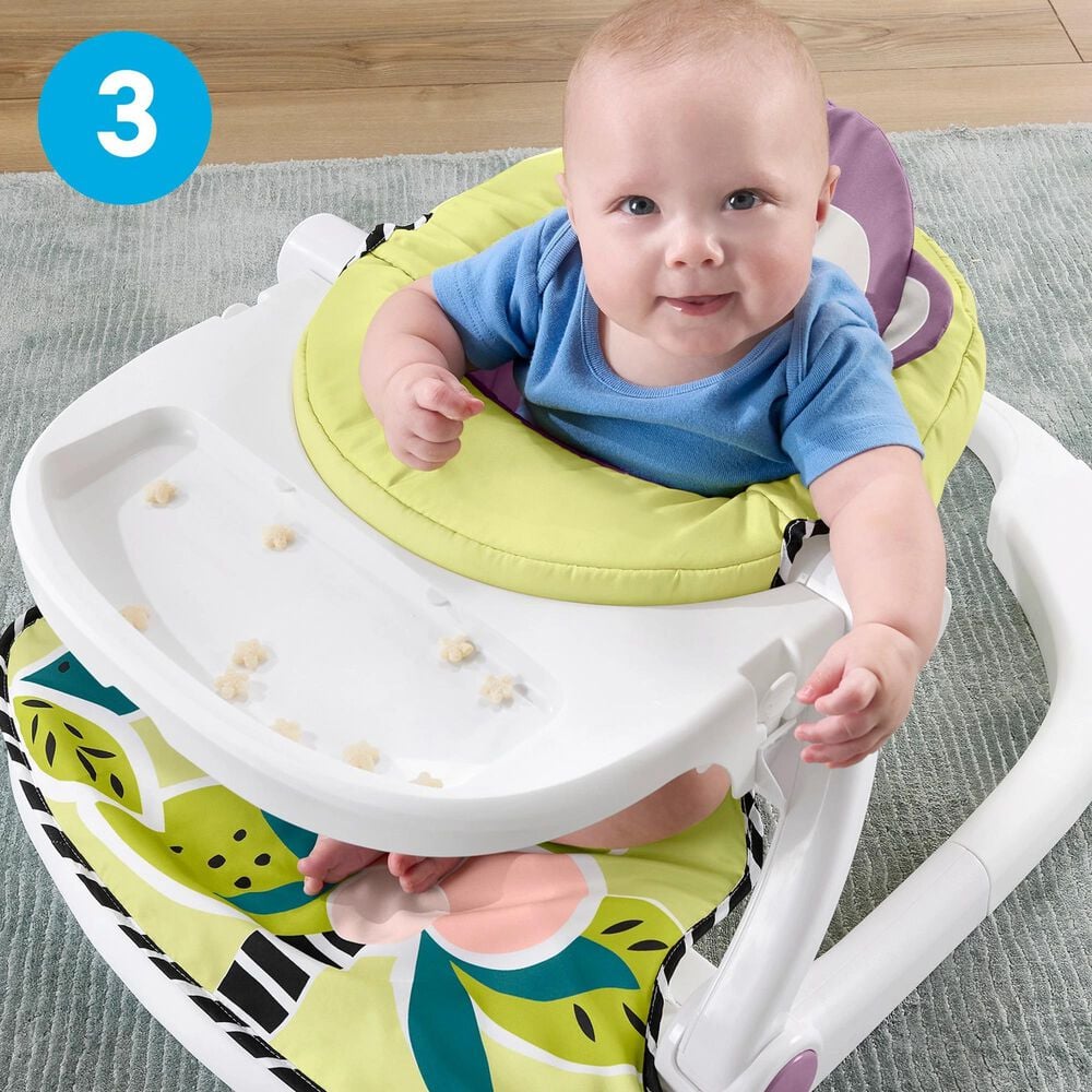 Fisher Price Monkey Baby Chair Kick and Play Deluxe Sit-Me-Up Seat in Purple and Multicolor, , large