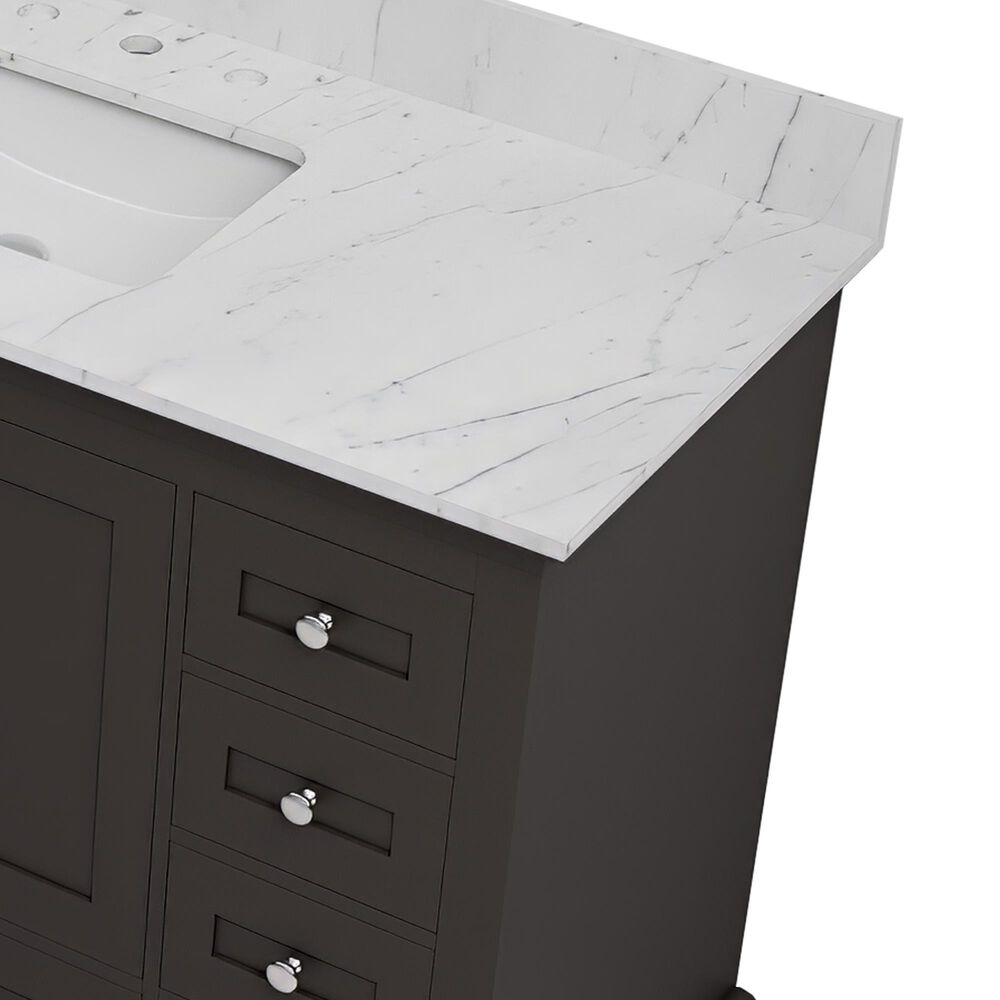 Lexora Home Dukes 84" Double Bathroom Vanity in Espresso with 2 cm White Carrara Marble Top and Rectangular Sinks, , large