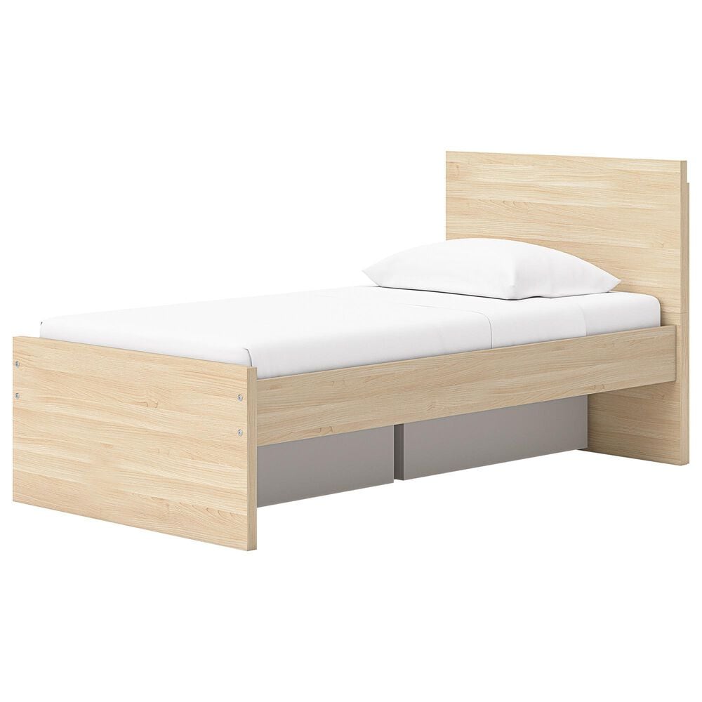Ashley Onita Twin Panel Platform Bed with 1 Side Storage in Natural, , large