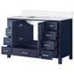 Lexora Home Jacques 48" Single Bathroom Vanity in Navy Blue with 2 cm White Cultured Marble Top and Rectangular Sink, , large