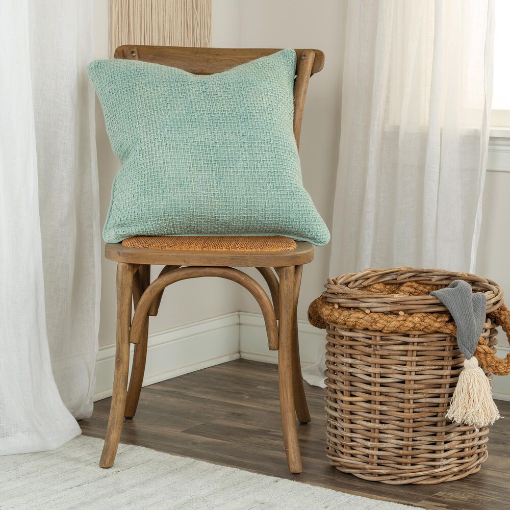 Rizzy Home Solid 20" Down Filled Pillow in Teal, , large